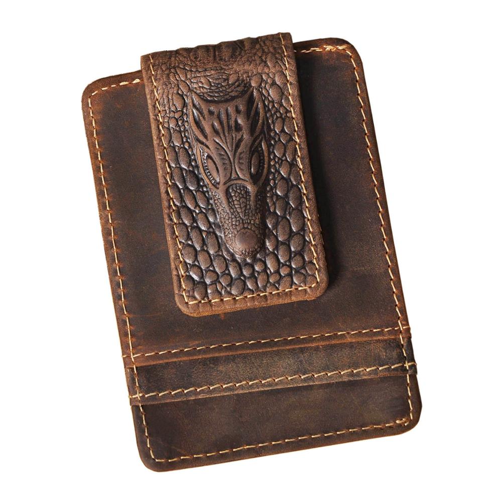 Money Clip Magnetic - Portefeuille en cuir véritable avec pince