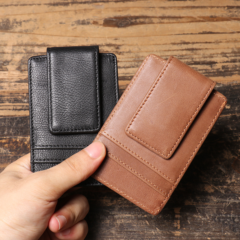 Money Clip Magnetic - Portefeuille fin pour homme en cuir