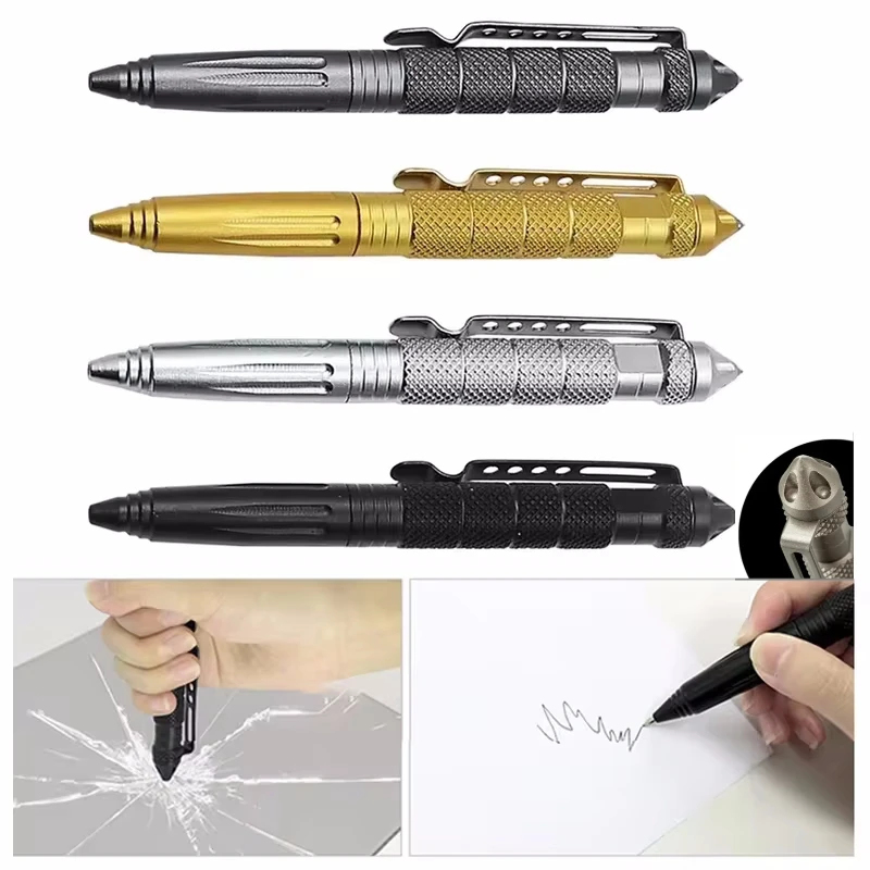 Pen Tactical Glass - Stylo tactique multifonctionnel 1/2/3/4 pièces, tête